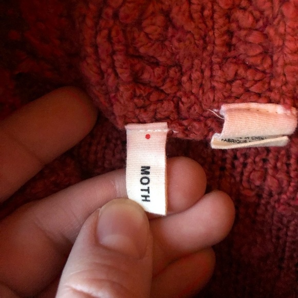 Anthropologie MOTH Sweater Women's Large Red Orange Boucle Pullover Cowl Neck - Picture 6 of 8